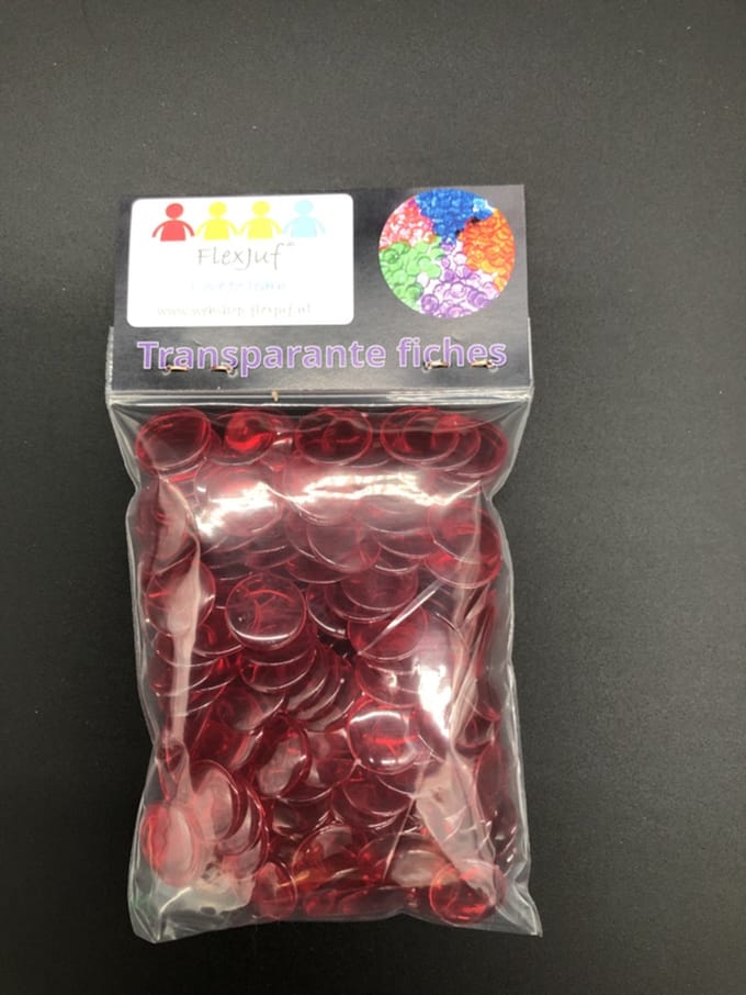 Rekenfiches transparant Rood Ø15 mm