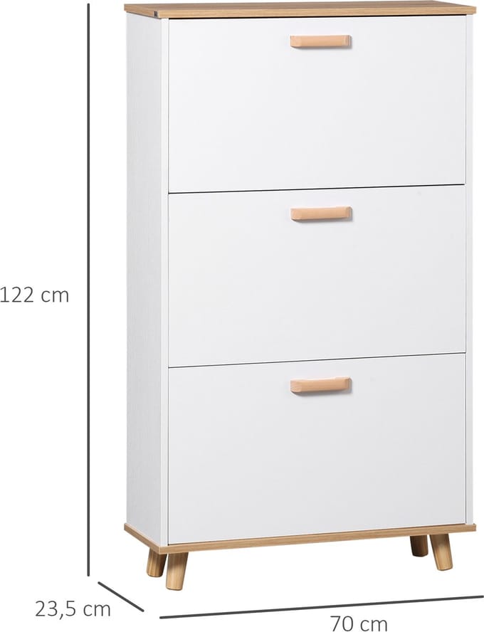 HOMCOM Klapbare schoenenkast - Spaanplaat - 70x23,5x122cm - Wit