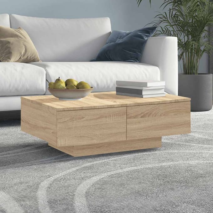 vidaXL - Salontafel - 90x60x31 - cm - bewerkt - hout - sonoma - eikenkleurig