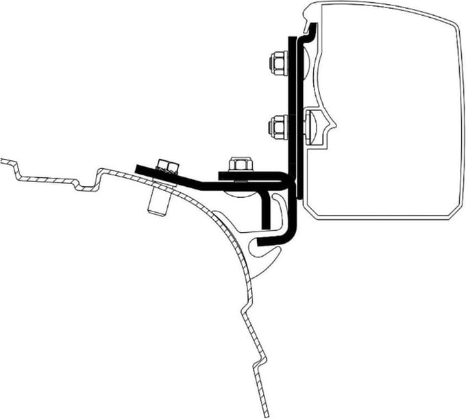 Thule Omnistor 3200 zonneluifeladapter VW T5/T6 Brandrup Rail LHD