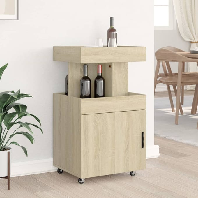 vidaXL - Drankkar - 50x41x89 - cm - bewerkt - hout - sonoma - eikenkleurig