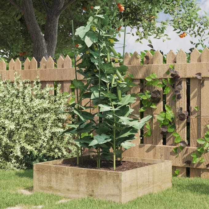 vidaXL - Plantensteunen - 5 - st - met - 3 - ringen - 75 - cm - staal - groen