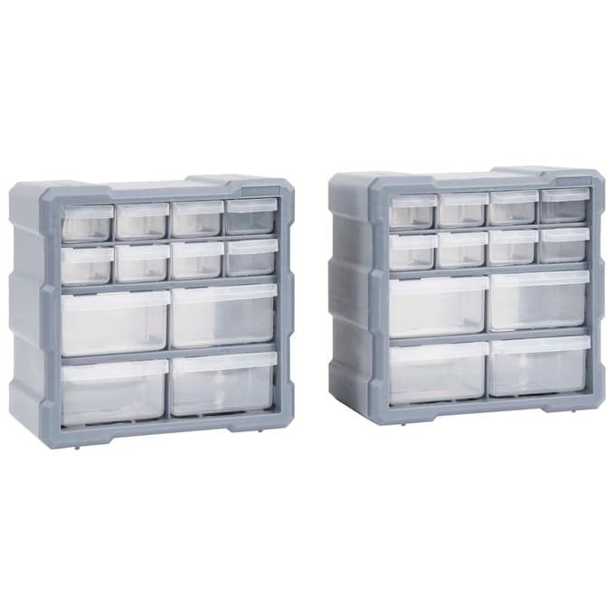 vidaXL - Organisers - met - 12 - lades - 2 - st - 26,5x16x26 - cm