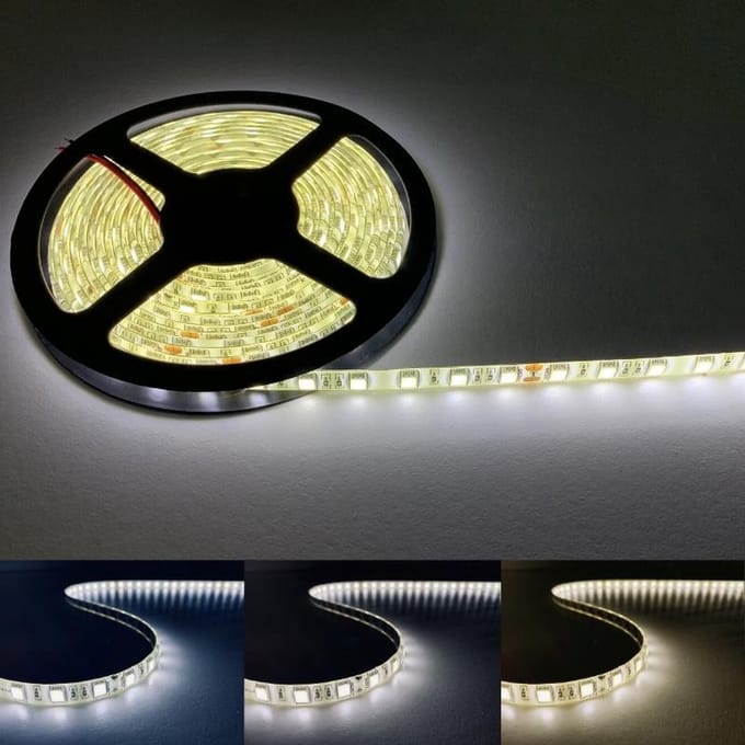 LED strip 5M 24V 5050 IP54 60LED / m - Warm wit licht