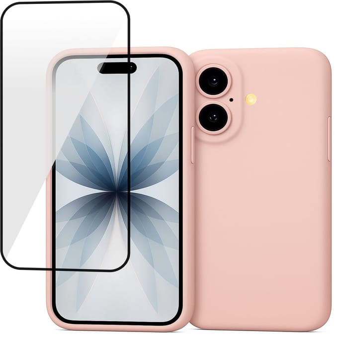 Hoesje geschikt voor iPhone 17 - Screenprotector Volledig Dekkend Glas - Mat Back Case Roze