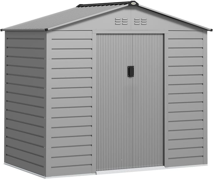 Outsunny-Gerätehaus-Stahl-213L x 131B x 192Hcm-Grau