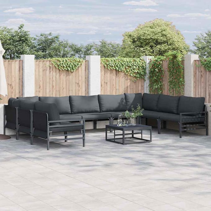 vidaXL - Tuinbank - Set - 10 - st - Zwart - Staal