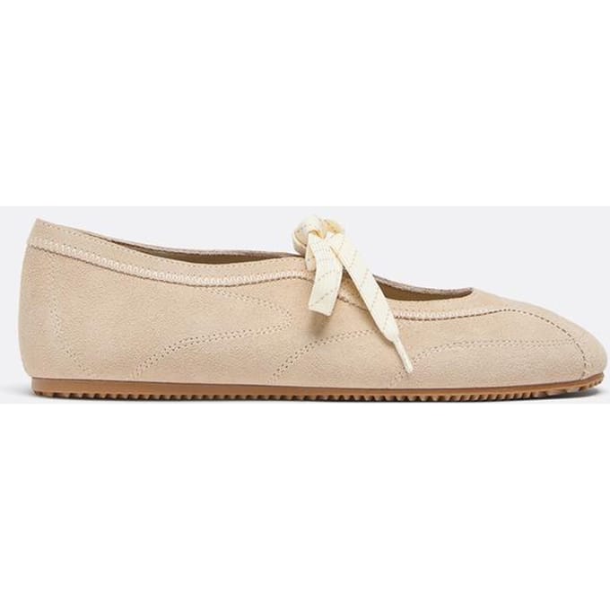 Stradivarius Leren sneakerina met strik  BEIGE 39
