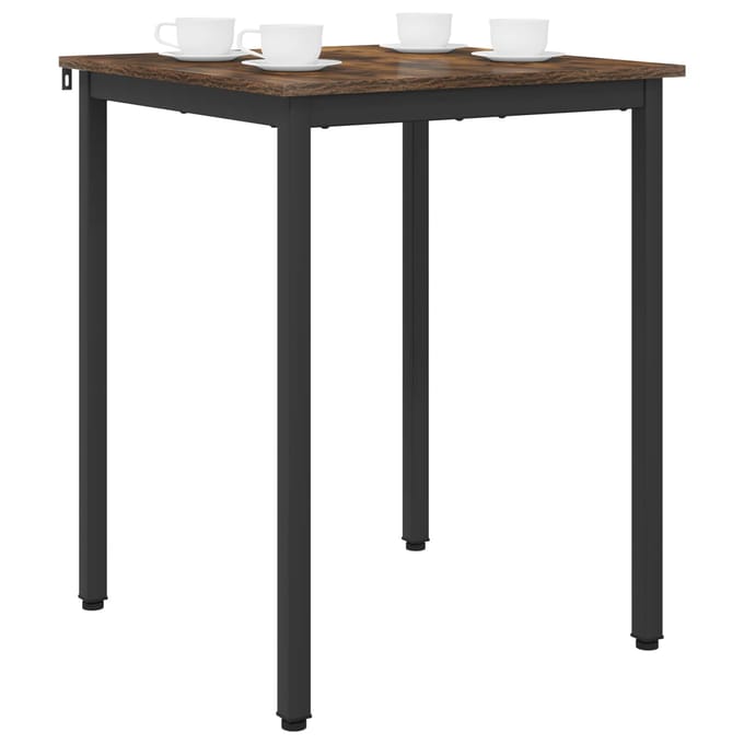 vidaXL - Eettafels - 60 - x - 60 - x - 75 - cm - Bewerkt - hout - Gerookt - eiken - Vierkant