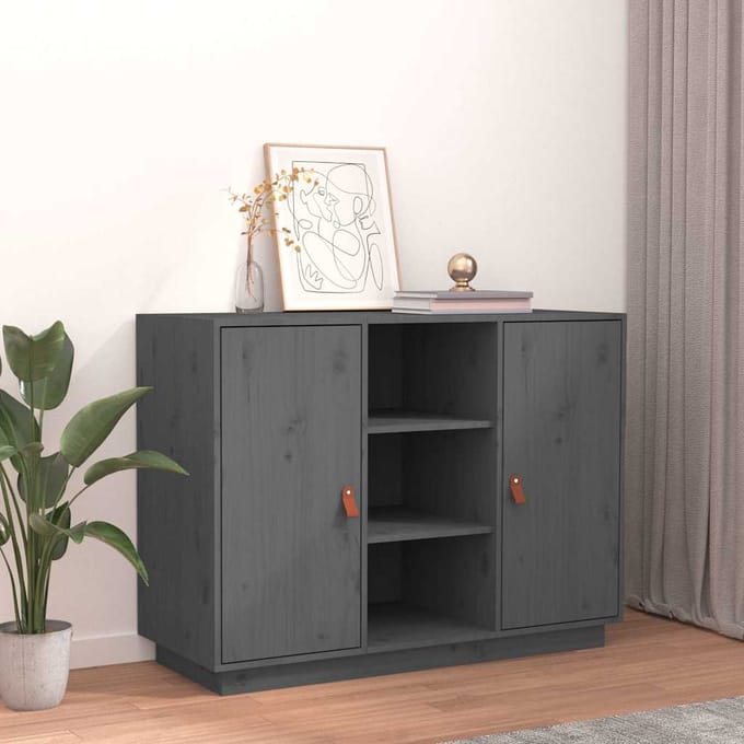 vidaXL - Dressoir - 100x40x75 - cm - massief - grenenhout - grijs