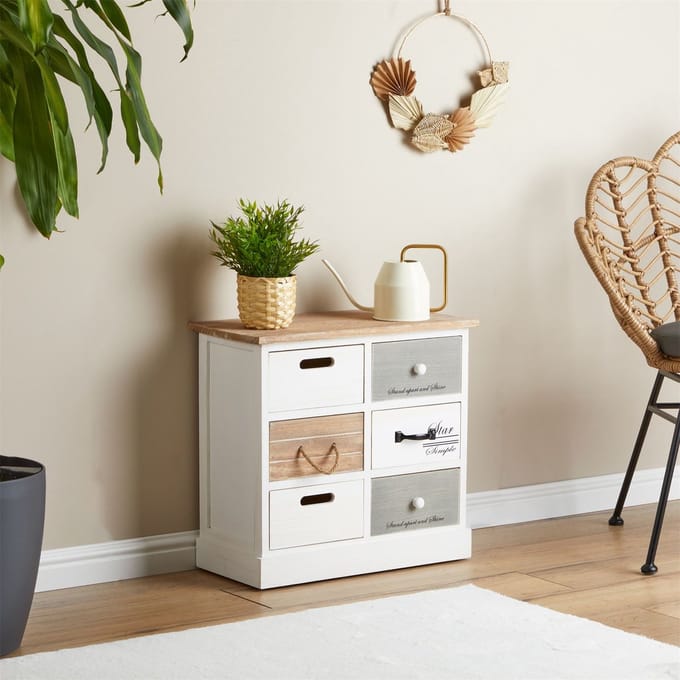SALVA-ladekast met 6 lades in vintage-stijl
