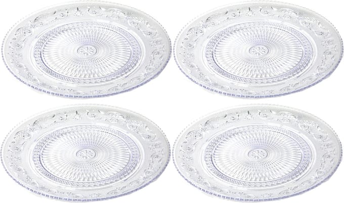 PlasticForte Onbreekbare Dinerborden - 4x - kunststof - kristal stijl - transparant - Dia 31 cm