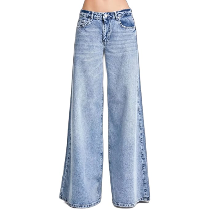 It's Basic - ELEPHANT LEG LOW RISE JEANS - AQUA