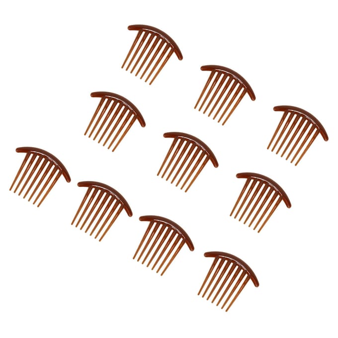 10 pièces Peignes latéraux pour cheveux Bords arrondis lisses Élégant Mode ABS Épingles à cheveux Peignes pour filles brown