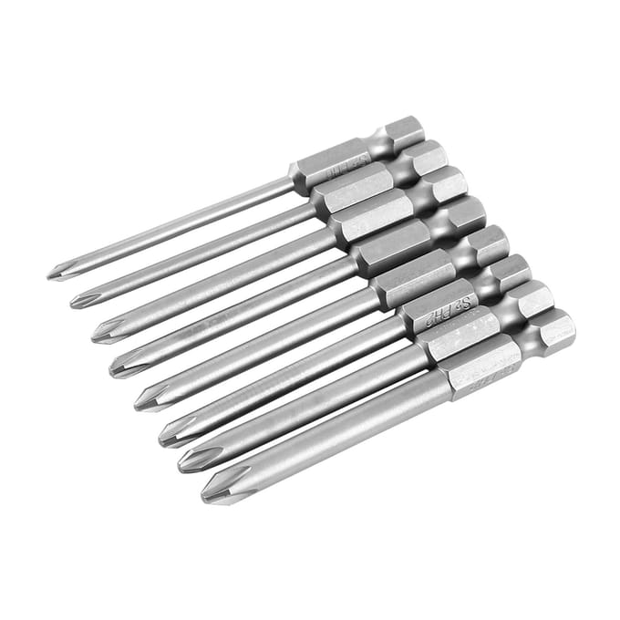8 stuks 75mm 14  Schacht Magnetische Lange Zeskant Kruiskop Schroevendraaier Bits Set
