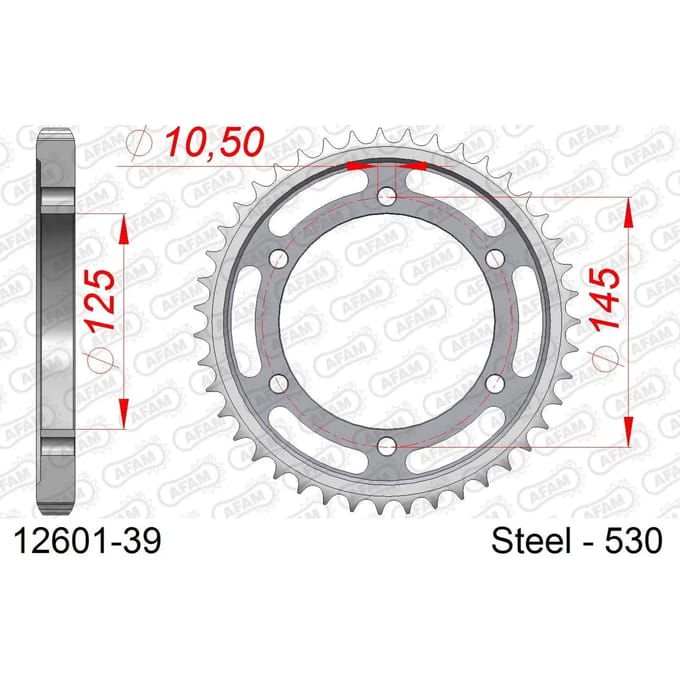 Stalen tandwiel Afam 530 39 dents