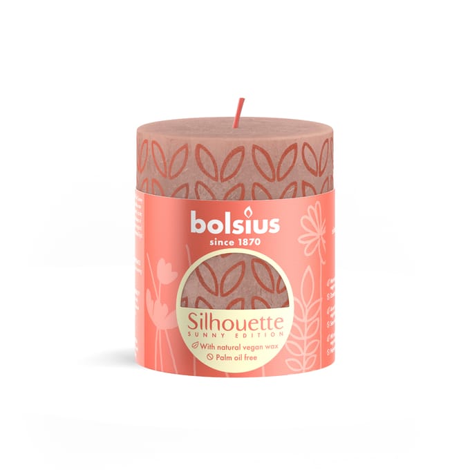 Bolsius Stompkaars Rustiek Print Misty Pink - 8 cm / ø 7 cm