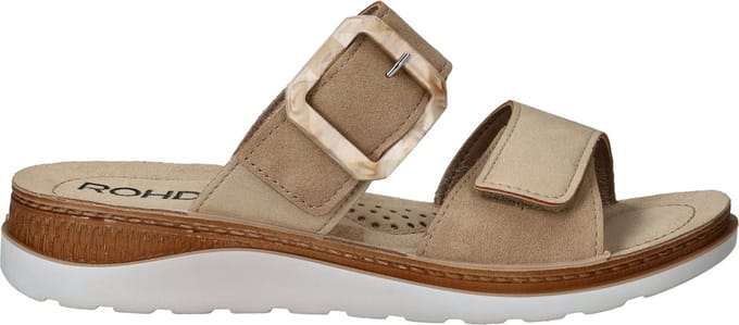 Rohde Beige Leren Dames Slippers - Beige - 37