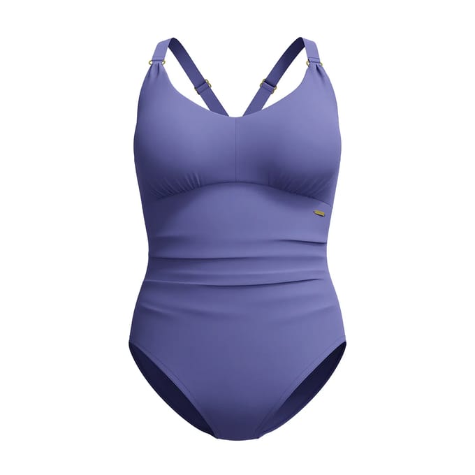 Speedo Shaping V Neck 1 Piece Dames Sportbadpak - Blauw