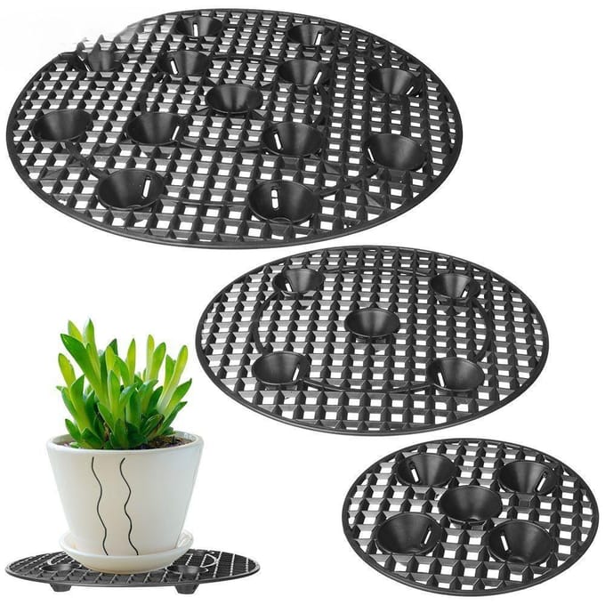 Protection de sol pour terrasse extérieure, support horizontal pour pots de fleurs, ensemble de pots de fleurs et de jardinières black