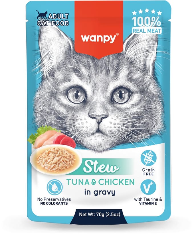 Wanpy - Stoofpot Tonijn en Kip - Kattenvoer - Natvoer - 10 stuks van 70gram