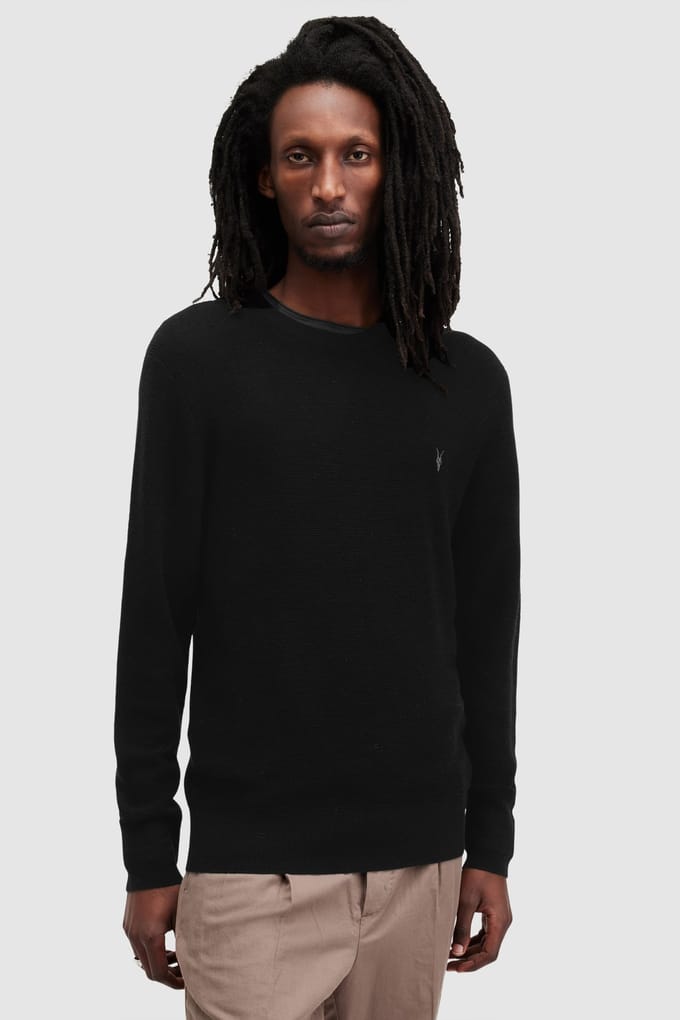 AllSaints Ivar Merino Crew Black Taglia: S | Maglioni a maglia Outlet | Uomo | Nero