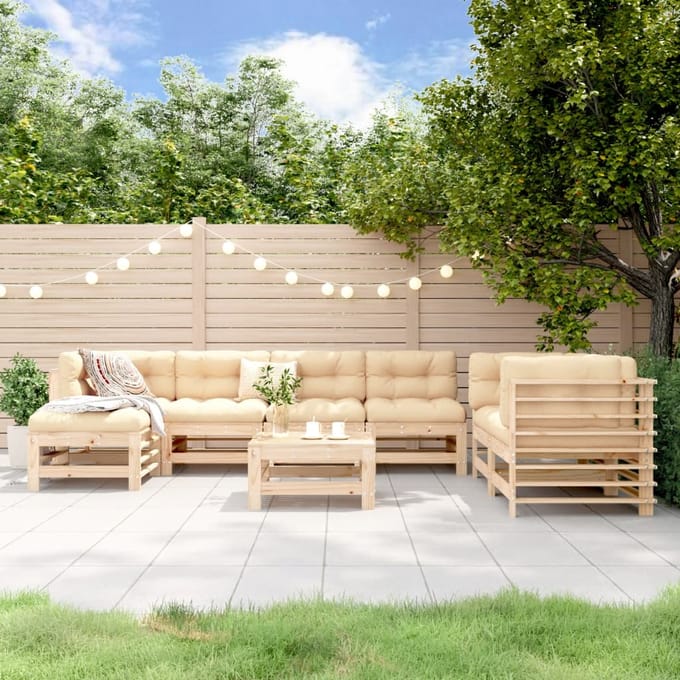 vidaXL - 8-delige - Loungeset - massief - grenenhout