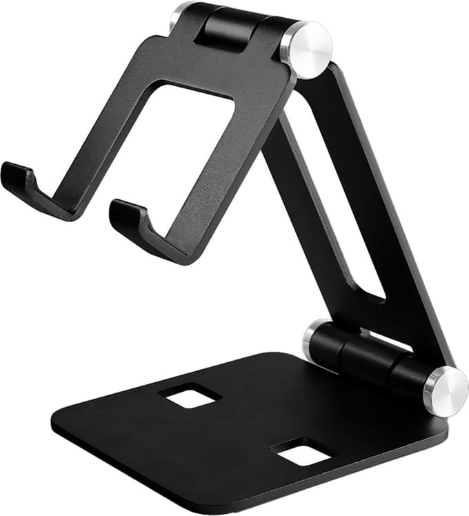 MMOBIEL Telefoonhouder Bureau - Verstelbare Telefoon, e-Reader en Tablet Houder - Universele Telefoonstandaard - Zwart Aluminium