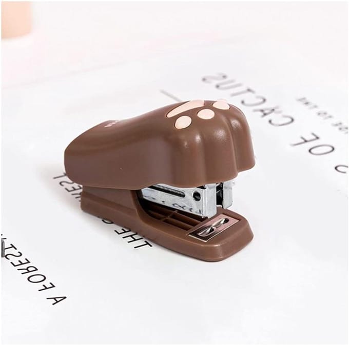 Nietmachine Kat Poot - Bindgereedschap Bureau - Papier Binden - Compact Ontwerp - 1000 Nietjes - Donker Koffie