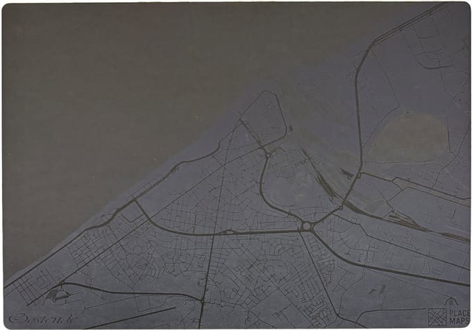 Place Maps Placemat Skyline Parijs - Eiffeltoren - Kunstleer - Zwart - 1 Stuk