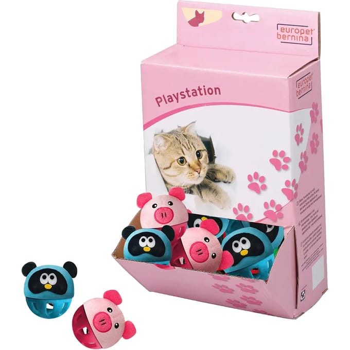 Kattenbal met dierenkopjes Ebi