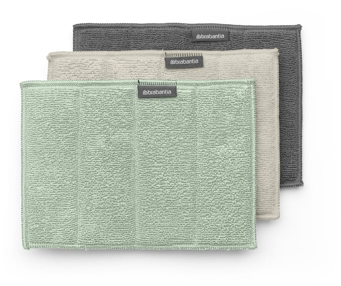 Brabantia SinkSide Microvezeldoekjes - Set van 3 - 16 x 22 cm - Soft Beige/Dark Grey/Jade Green