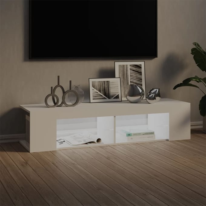 vidaXL - Tv-meubel - met - LED-verlichting - 135x39x30 - cm - wit