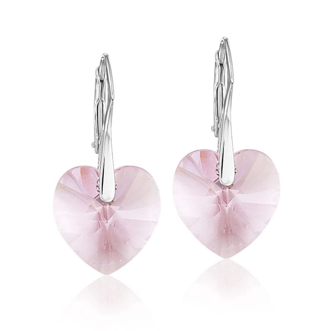 Montebello Oorbellen Edrea Roze - 925 Zilver - Swarovski Hart - Ø14x30mm