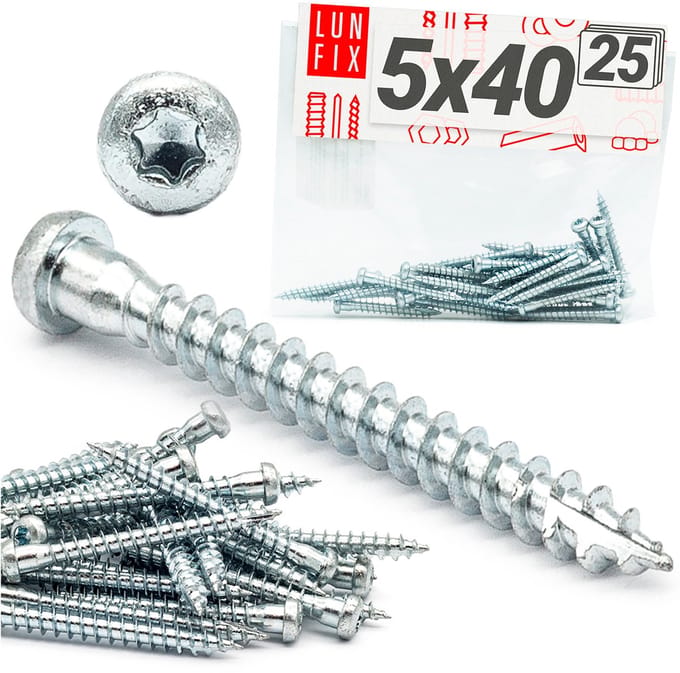 LUN FIX - Ankerschroeven 5x40 voor hoekprofielen - 25 Stuks
