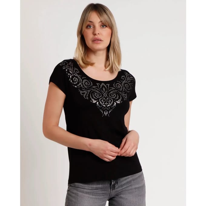 T-shirt met glanzende rand voor dames Admas