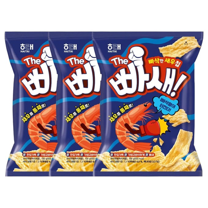 Haitai The Pasae Knapperige Garnalen Chips Lichte Knapperige Snack 100g (Pakket van 3)