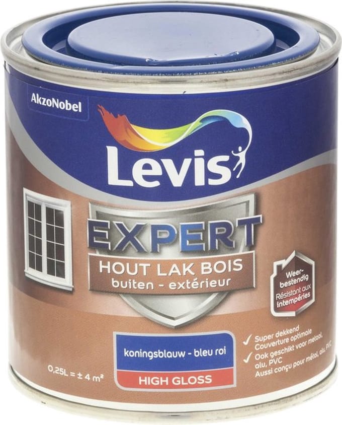 Levis - Expert Hout Lak Buiten High Gloss - Koningsblauw - 0,25 L