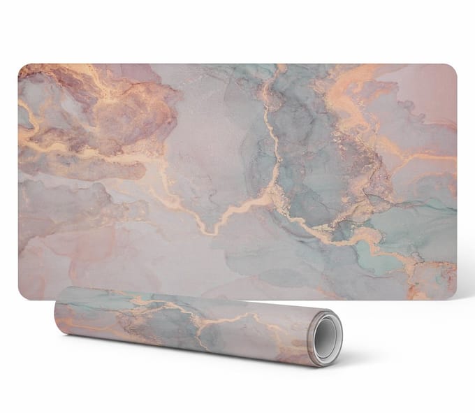 Elegante decoratieve bureauonderlegger met abstracte aquarelprint, 90x45 cm
