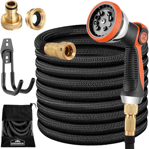 Gardebruk Tuinslang Flexibel - 15m 1/2" 3/4" Inch Wandmontage – Zwart