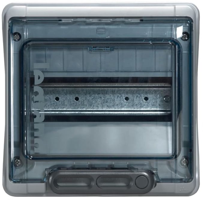Vochtruimte verdeler - Zekeringkast opbouw - Elektrische distributie - IP65 IK09 bescherming - 8 modules - Grijs