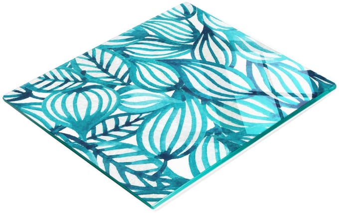 Gehard multifunctioneel decoratief bord van glas met bloemenpatroon, 60x52 cm