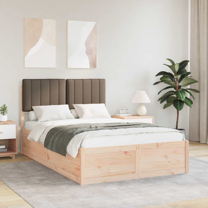 vidaXL - Bedframe - met - Gevoerde - Hoofdbord - Taupe - 120 - x - 190 - cm