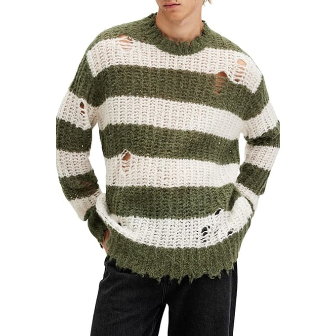 AllSaints Sid Crew Khaki/white Taglia: XL | Maglioni a maglia Outlet | Uomo | Marrone