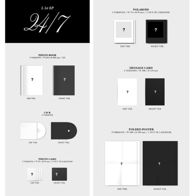L (Oneindig) - 24/7 1e EP Album RANDOM VER. gray