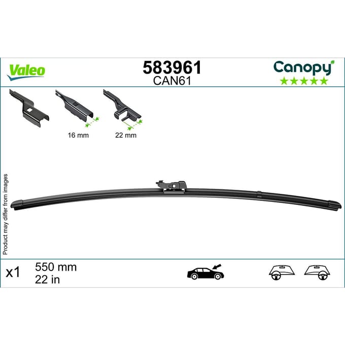 Wisserblad VALEO Canopy 583961, 550mm, Voor, 1 Stuk
