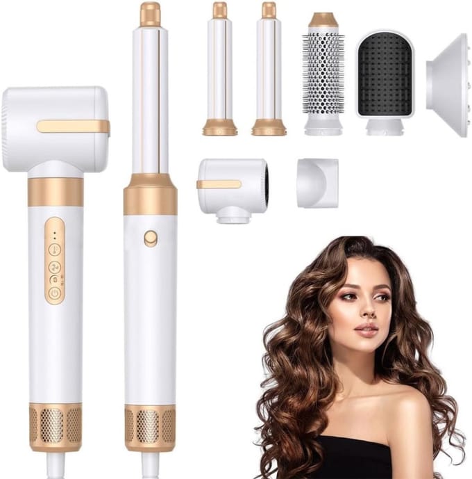 Luxe Ronde Volumeborstel Opzetstuk - Multistyler - Haarstyler föhn - Diffuser voor Krullen - Wit en Goud