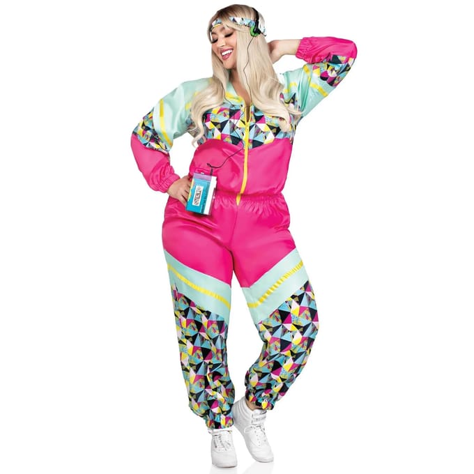 Leg Avenue - Totally 80s Tracksuit Kostuum - 3XL/4XL - Multicolours