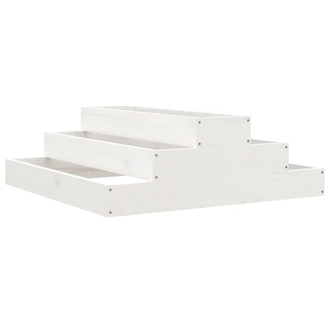 vidaXL - Plantenbak - 80x80x27 - cm - massief - grenenhout - wit