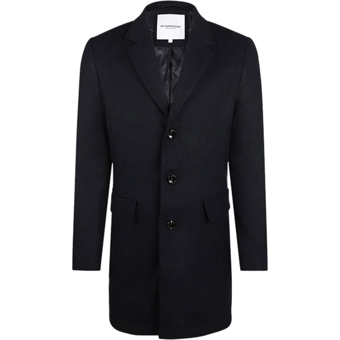 McGregor Solid Wool Over Coat Navy Maat: S | Single-Breasted Mantels Outlet | Heren | Zwart